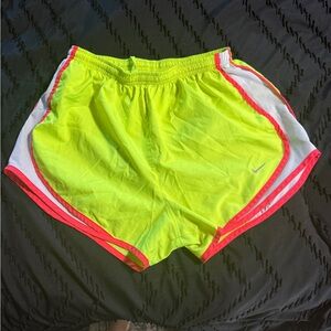 Nike Women's Bright Yellow and Pink Athletic Shorts